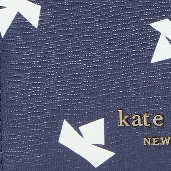 KATE SPADE PAPER BOATS SPENCER WALLET IN SQUID INK NAVY & WHITE LEATHER ZIP SNAP - Picture 5 of 6